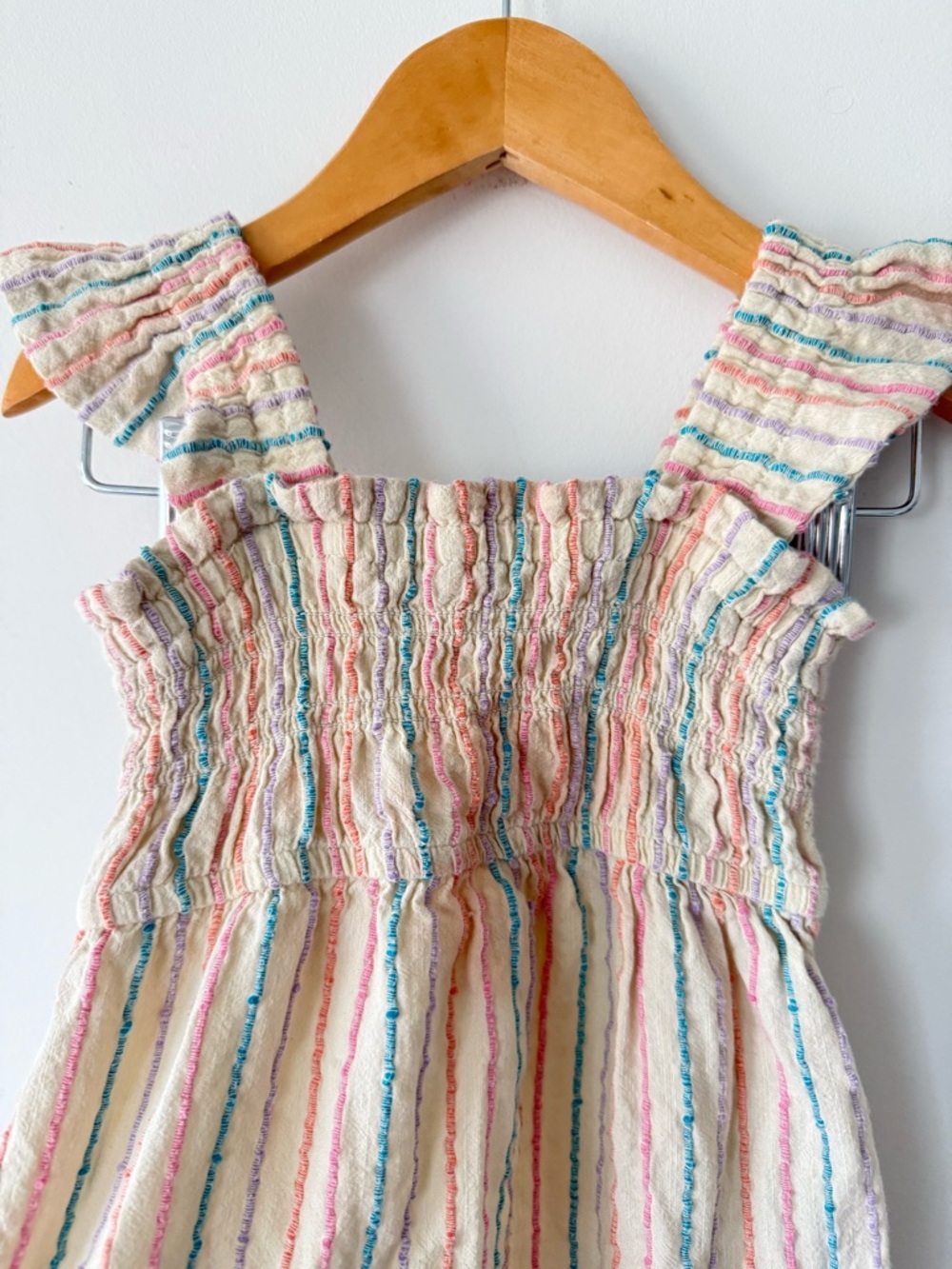 George Cream Dress with Multicolor Stripe Smocked Sundress 18-24 Months - Picture 3 of 4